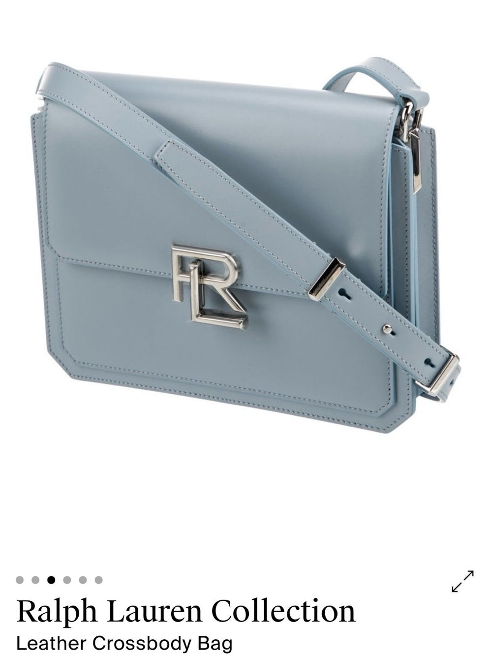 Ralph Lauren Powder Blue Leather Crossbody Bag with Silver Hardware